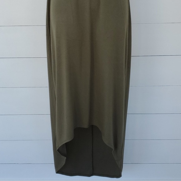 G.I.L.I. Olive Green Sleeveless Asymmetrical V-Neck Dress – Size M - Picture 4 of 12